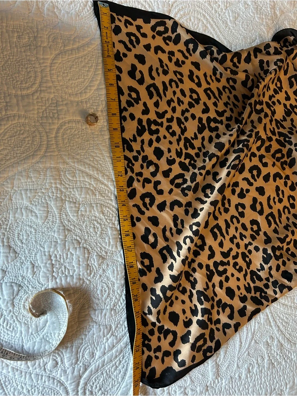 New Leopard Print Satin Neck Scarf - Black & Tan